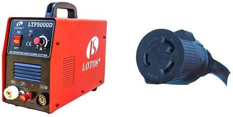 Lotos LTP5000D 50Amp Non-Touch Pilot Arc Plasma Cutter, Dual Voltage 110V/220V, 1/2 Inch Clean Cut and Technology PT01 Pigtail Type 1, Black bundle