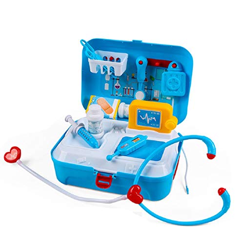 Putars Doctor Kit for Kids, 17Pcs Pretend Medical Doctor Medical Playset with Electronic Stethoscope, Medical Kits Gift, Educational Doctor Toys for Toddler Boys Girls Playhouse Backpack Box(Blue)