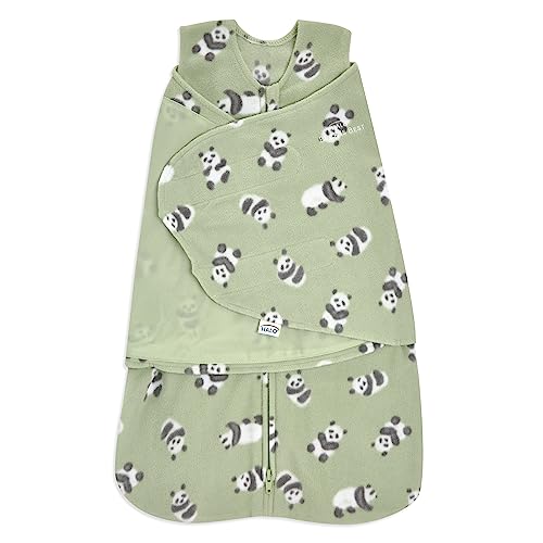 HALO Micro-Fleece Sleepsack Swaddle, 3-Way Adjustable Swaddle Blanket for Newborn and Infants, TOG 3.0 for Cold Climates, Hip Healthy, Cozy Pandas, Small, 3-6 Months