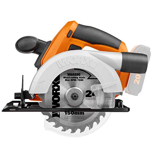 WORX WX529.9 Akku Handkreissäge 20V - mit einstellbarem Schnittwinkel, schnellem Sägeblattwechsel & Anschluss für… – Bild 3