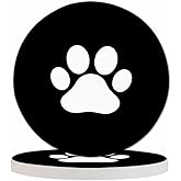 Pznen Dog Paw Coasters Set for Wood Table Miraculous Aesthetic Little Animal Puppy Kitten Foot Print Isolated Tabletop Protection Mat for Mugs and Cups 4 Inch for Kitchen Office Home
