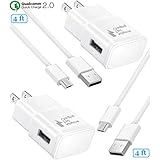 Galaxy S7 USB Micro USB 2.0 Cable Adaptive Fast Wall Charger Samsung Galaxy S7, S6, Galaxy S6 Active, Galaxy S7 Edge, Note 5 Quick Charger Kit by Ixir - (Fast Wall Chargers + 2 Cables)