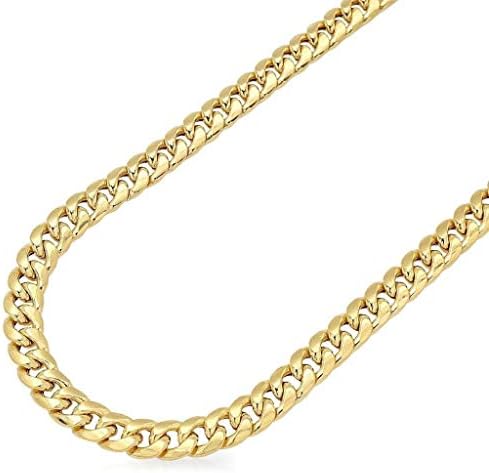 14K Yellow Gold 6mm Wide Miami Cuban Hollow Link Chain Necklace Box Clasp 22-34"