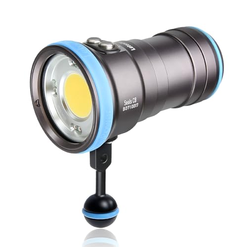 LetonPower Seal CB Underwater Video Torch 4000 Lumen – 120° CRI 94 6500K, Waterproof 100 m, USB-C Charging for Professional Video and Underwater Photos