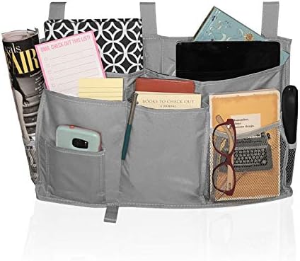 Luluz Bedside Caddy 8 Pocket Hanging Storage Bag Organizer For Bunk Bed Bed Rail Dorm Room Essentials Hospital Bed Bathroom Crib Stroller Grey Amazon Ae