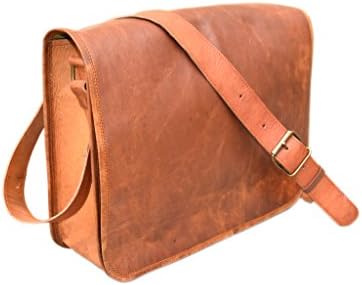Rust Leather Messenger Bag Laptop Leather College Shoulder Sling 15x11x4 Inches Brown / Tan