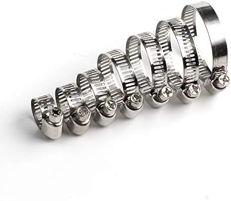 DollaTek 50 Piece 8-38mm American Stainless Steel Single Ear Stepless Hose Clamps Assortment Kit - Image 5