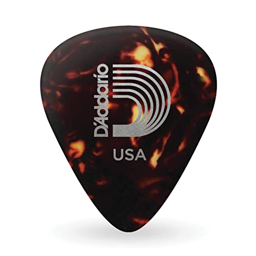 D'Addario Planet Waves 1CSH7-25 Picks Classic Celluloid Picks Shell-Color 25 Picks Standard Shape in Extra Heavy