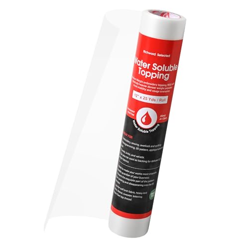 Richword Selected Water Soluble Embroidery Stabilizer & 12" x 82' Coverage Film Compatible with Most Hoops Light Weight 35µm for Machine Embroidery and Hand Sewing