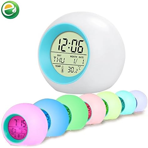Alarm Clock Wake Up LED Alarm Clock for Kids as Nice Gift Premium Digital Display Clock with Indoor Temperature &amp; 6 Nature Sound &amp; Calendar &amp;7 Color Changing for Toddlers and Heavy Sleepers