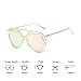 BVAGSS Fashion Mirrored Sunglasses Metal Frame Flat Women's sunglasses WS007 (Gold Frame, Pink Lens)