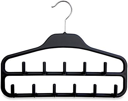 2-Pack Rubber Matte Belt Hanger in Black, Each measures 14" L x 2" W x 11" H | Plastic
