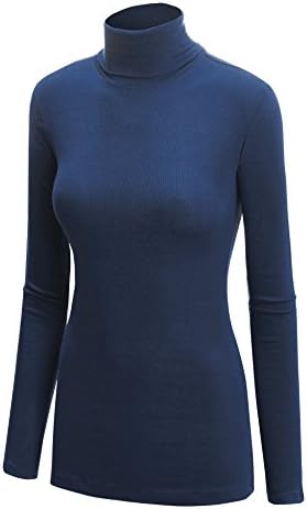 LL WT950 Womens Long Sleeve Turtleneck Top Pullover Sweater S NAVY