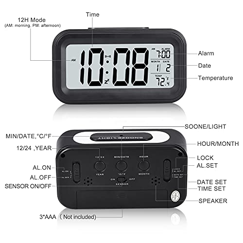 SZELAM Battery Digital Alarm Clock,LCD Clock Electronic for Bedroom