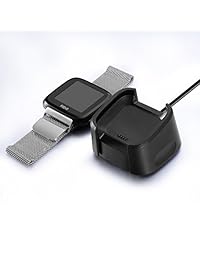 Fitbit Versa Cargador, Kissmart Cable de carga Cuna del muelle de repuesto para Fitbit Versa Reloj Inteligente, Negro