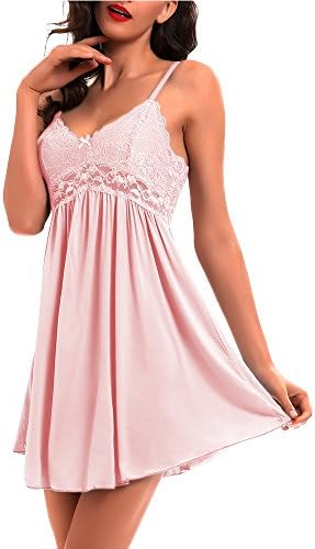 KANILU Women Modal Sleepwear Sexy lace Nightwear V Neck Full Slip Nightgown(5 Size:S M L XL XXL)