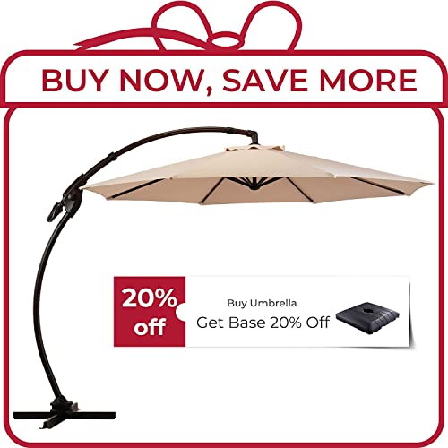 Grand Patio Napoli 11 FT Cantilever Offset Umbrella Aluminum Frame, Crossbar Base Side Mount