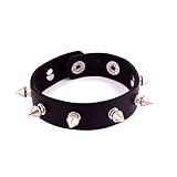 Leather Bracelet Punk Spike Rivet Cuff Bangle Metal Studded Halloween Wristband