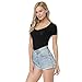 Scoop Neck Short Sleeve for Women Solid Black Fit Soft Tunic Tops Underwear T-Shirt