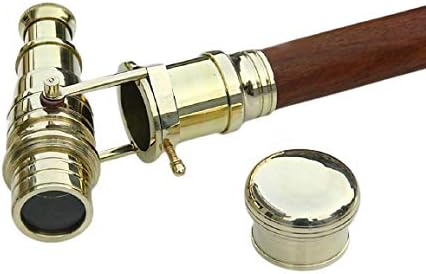 Walking Cane Telescope Harwood Folding Walking Stick, Brown