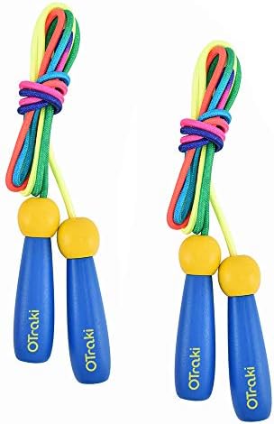- Corda de saltar, para crianças, adultos, cordas de salto com 2 packs, ajustável, cabo de madeira, antiderrapante, corda de algodão, colorida, salto para rapaz, rapariga, fitness, treino