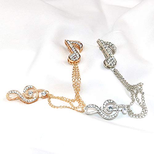 Huture 2 Pack Men's Music Note Mark Brooch Lapel Pin Badge Hanging Chains Collar Brooches Pin for Career Suit Tuxedo of Shirts Tie Hat Scarf for Boyfriend Father Birthday Gold/Silver