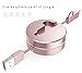 Retractable USB Cable, Acessor-Z 2in1 Lightning + Micro USB Sync & Charge 1M Retractable Quick Charging Data High Speed Adapter Cable for iPhone 5s 6 6s Plus,iPad,iPod,Android Phones (Rose Gold)