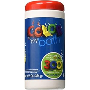 Color My Bath 133- 300 Tablet Jar - Fizzing Tub Water Primary Color Changing Tabs, Fun and Educational Bathtime Activity…