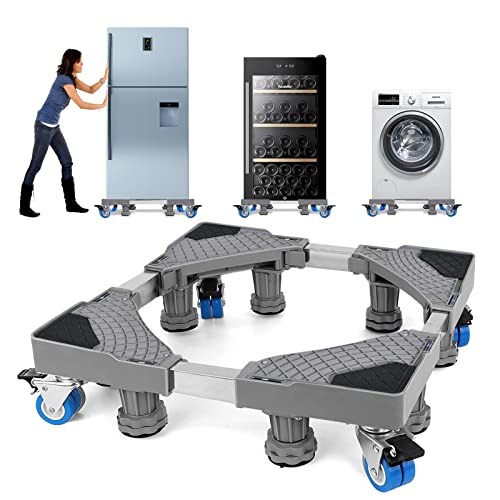 NIUXX Washing Machine Base with 8 Feet + 4 Wheels for Washing Machine, Fridge and Dryer, Adjustable Washing Machine Base with Non-Slip Shock Absorption Function, (Adjustable: 42-66 cm)