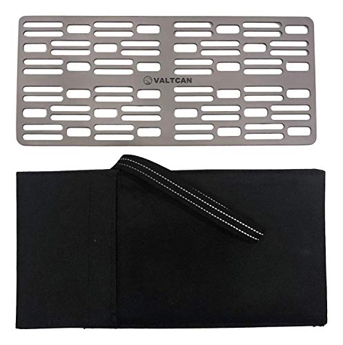 Valtcan Titanium Grill Grate Cookware Portable Cooking Lightweight Durable and Strong Grill for Outdoor Cooking Camping 10 x 4.3 inches of Grilling Surface with Carrying Case Bag