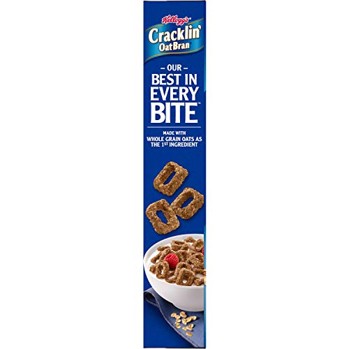 Kellogg’s Cracklin’ Oat Bran Breakfast Cereal, High Fiber Cereal, Kids Snacks, Original, 16.5oz