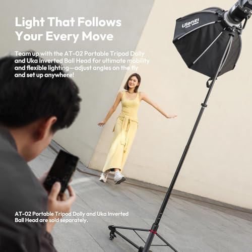 ULANZI AT-05 2M Heavy Duty Foldable Light Stand, 6.56ft Extendable Tripod for Strobe Lights, Webcams, Cameras & Softboxes, Bearable Load up to 5kg