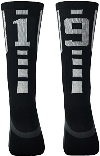 Athletic Boys Girls Sports Socks,Comifun Unisex Rugby Volleyball Custom Team Number Crew Mid Calf Socks,1 Pair,Black/White,"19""91"