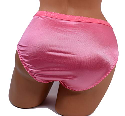 Viola's Secret Women Satin Bikini 6 Pack of Plain Satin Underwear (L, P960)