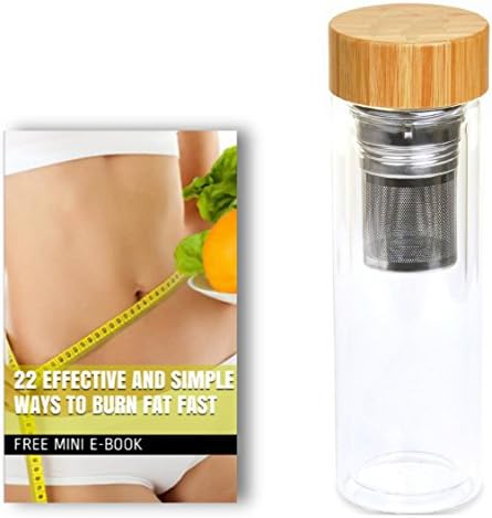 TEA INFUSER Double-Wall With Bamboo Lid-400ml-Amazing For Ice Tea-Green Tea!-Enjoy a Healthier LIFE With Your Fruit Infusion-And Get Your FREE Ebook TODAY!
