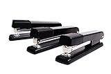 Classic Black Stapler, 25 Sheet Capacity, Jam Free Design with full Size 210 staple storage, Black Metal, 3 Pack with 6000 1/4'' staples included