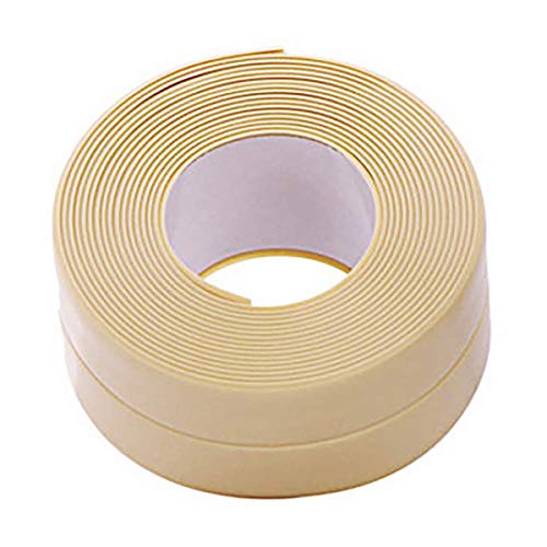 2 Pack Bathtub Wall Sealing Caulk Strip PE Self Adhesive Waterproof Sealing Tape Strip Caulk Sealer Decorative Trim for Kitchen Bathroom Shower Toilet Wall Corner 38mmx3.2m/1.5x126inch (Beige)