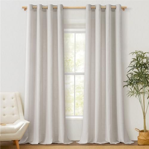 MRTREES Durchsichtige Leinenvorhänge mit Ösen, Fenster-Voile-Netzvorhänge für Schlafzimmer, Wohnzimmer, Tür, 2 Paneele, halbtransparent, Fensterbehand