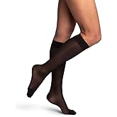 SIGVARIS Women's DYNAVEN Sheer Calf Compression Socks, 20-30mmHg, SS - Small Short, Black