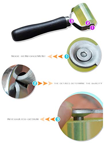 ZYHW Wooden Handle Sound Deadening Rubber Roller Hand Roller Installation Tool Rolling Wheel Rubber Heat Insulation Tools Roller Heavy Duty 5cm x 3.5cm