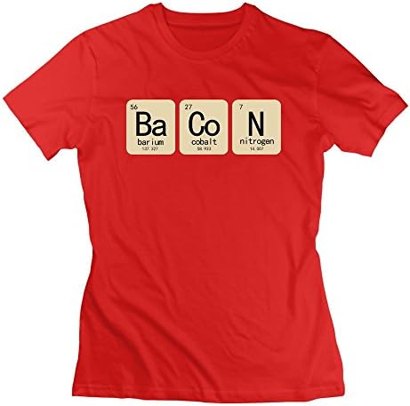 Spele Women Cotton The Chemistry Of Bacon T Shirt Funny Periodic Table Funny 2016 100% Cotton Tshirt Short Sleeve Red