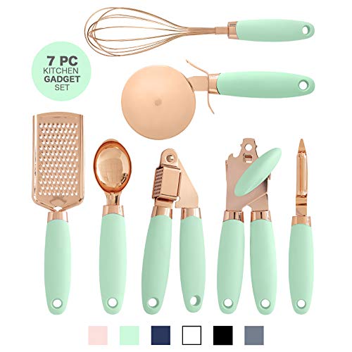 COOK WITH COLOR Kitchen Gadget Set Stainless Steel Utensils with Soft