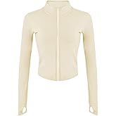 Lviefent Womens Lightweight Full Zip Running Track Jacket Workout Slim Fit Yoga Sportwear with Thumb Holes