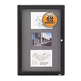Quartet Enclosed Fabric Bulletin Board, 2 x 3 Feet, 1 Door, Black Frame with Gray Fabric (2363L)