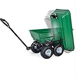 650LB Green Garden Cart Dump Wagon Trailer Lawn Wheels Rolling Storage Wagon Carrier Barrow Air Tires Heavy Duty