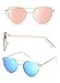 [2-Pack] Elimoons Sunglasses for Women Men Cat Eye Mirrored Flat Lenses Metal Frame Fashion Sunglasses UV 400, Non-Polarized