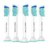 OhmniPax Premium Replacement Toothbrush Heads for Philips Sonicare ProResults fit Essence+, Plaque Control, Gum Health, DiamondClean, FlexCare, HealthyWhite and EasyClean (5-Pack)