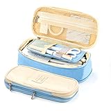 Aineeba Big Capacity Pencil Pen Case Office College School Large Storage High Capacity Bag Pouch Holder Box Organizer (Light Blue)