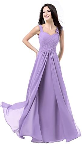 Balllily Women's Sweetheart Solid Sleeveless Long Gown Dress, Lilac, 16