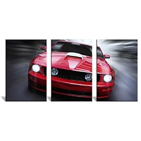 3 Panel A Running Red Car x 3 Panels